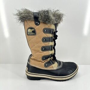 Sorel Tofino Cate Boots Women's 6 Winter Snow Waterproof Faux Fur NL1937-270 Tan